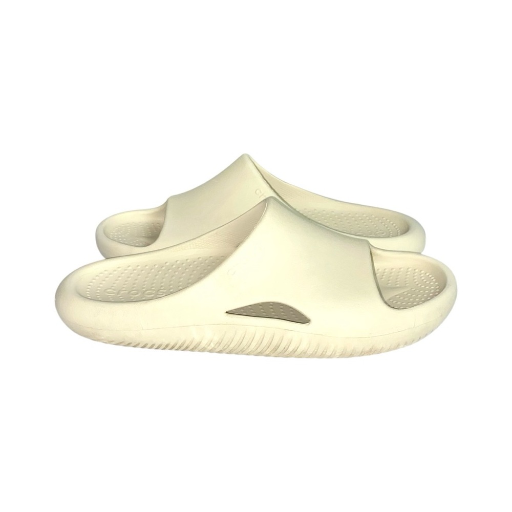 Crocs Mellow Recovery Thick Cushioned Slip-On Slide Sandals In Bone - Picture 2 of 8